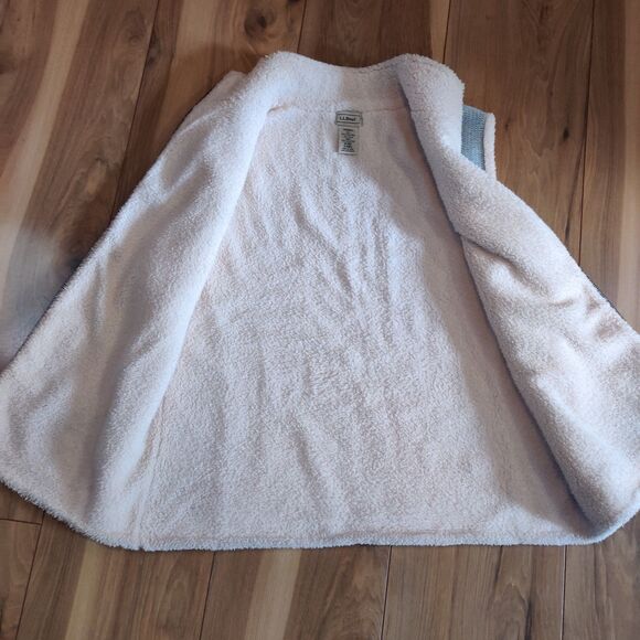 L.L. Bean Women’s Size M Lambs Wool Sweater Vest Sherpa Lined Full Zip Blue - Picture 3 of 11